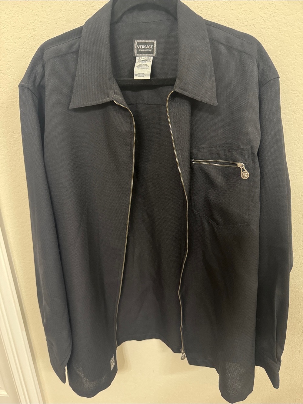 Versace Black Lightweight Zip-Front Shirt Jacket